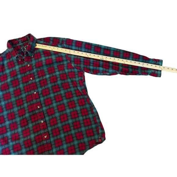 Vintage Studio 90s Vintage JAB Red/Teal Plaid Flannel Size L Lumberjack Grunge - Picture 5 of 7